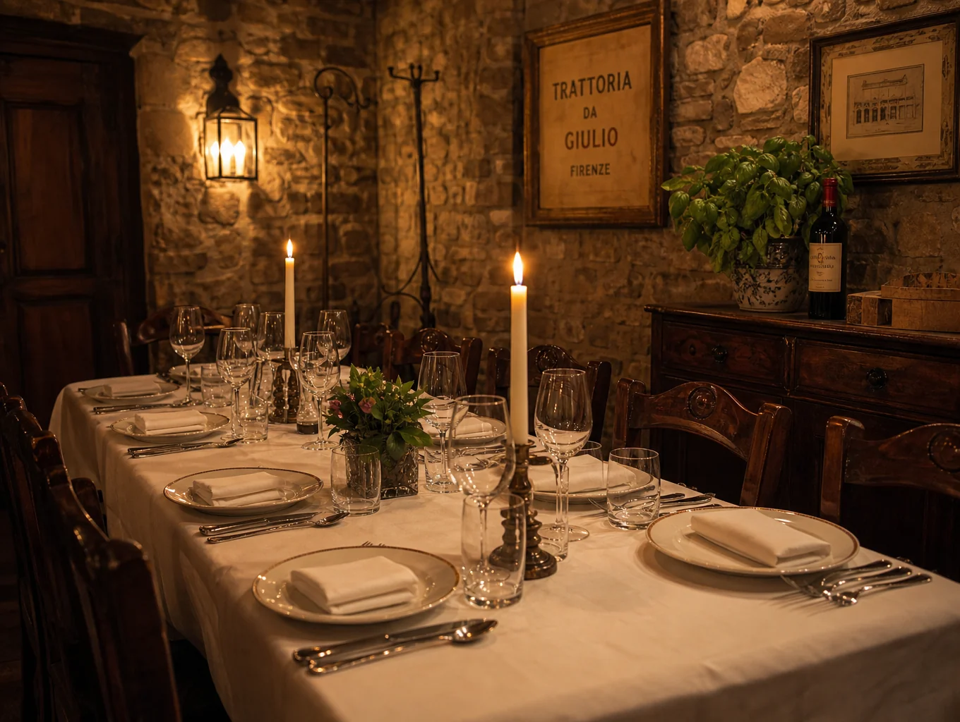 Elegant candlelit dining room at Cucina restaurant